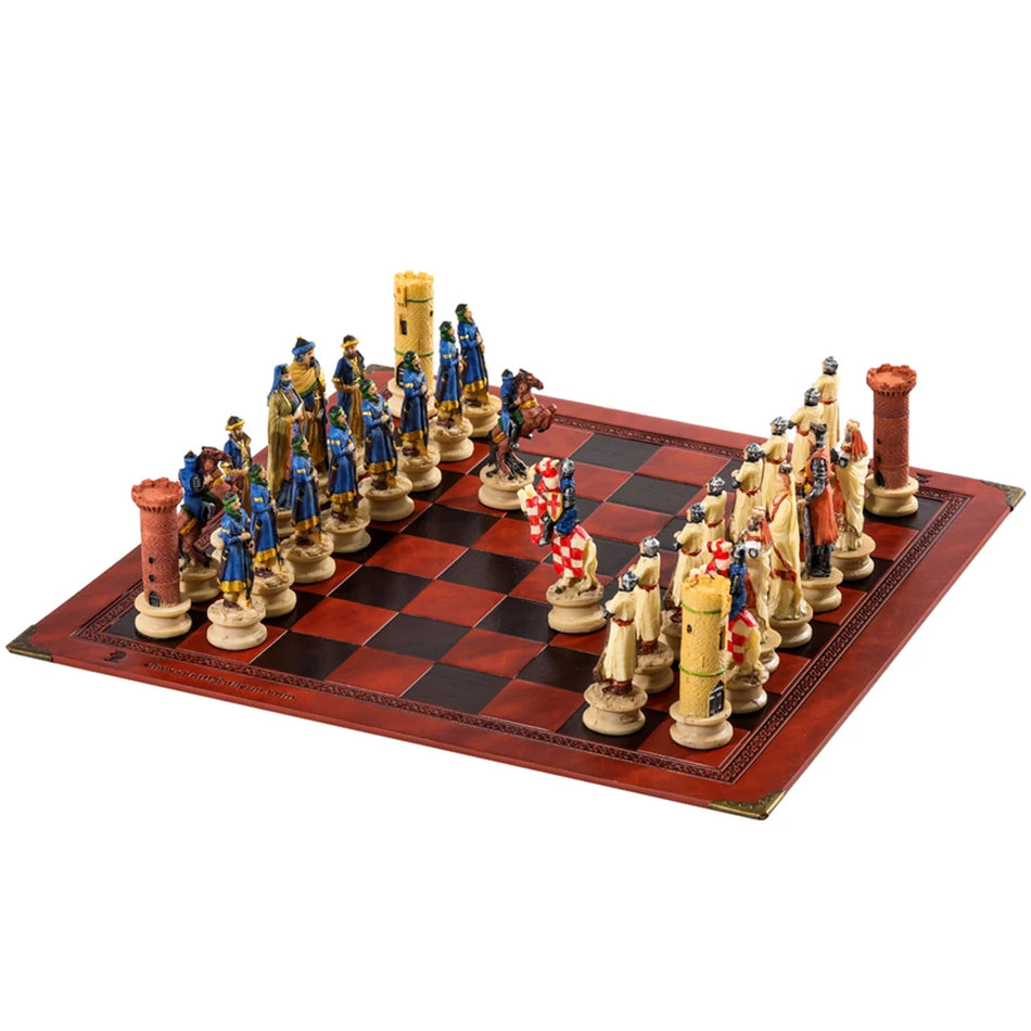 Horror Theme Chess Resin Material Hand-painted 32 Pieces with Embossed Leather Chess Board