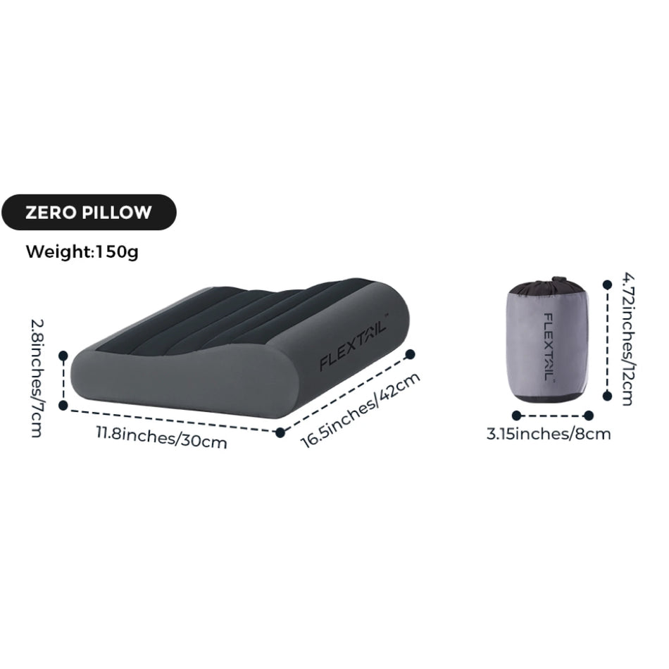 FLEXTAIL ZERO PILLOW/ ZERO PILLOW SE - Campingpute, oppblåsbar pute med elastisk stropp, ergonomisk design, to høydealternativer