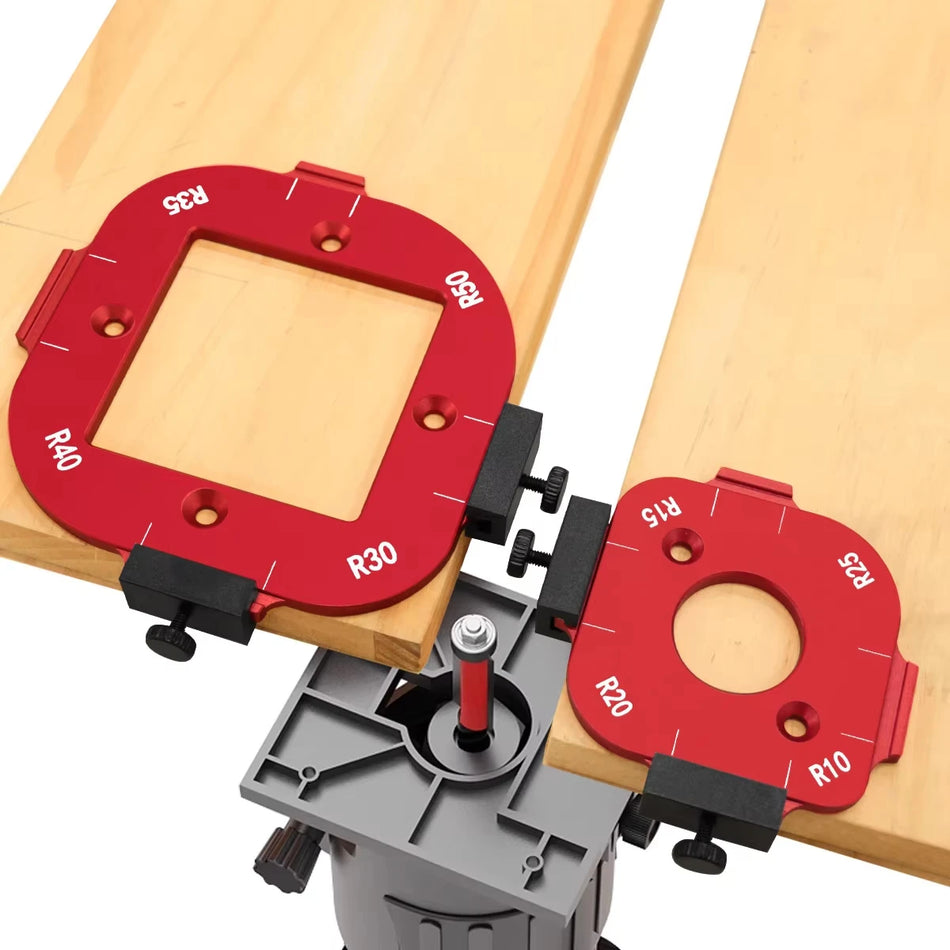 Sett med hjørnemaler i aluminium for fresebord, bueskjæring R10-R15-R20-R25 R30-R35-R40-R50 Trebearbeidingsverktøy med høy presisjon