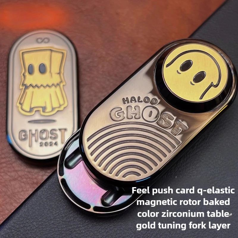 Ghost Tuning Fork 2.0EDC Paragraph Magnetic Fingertips Metal Mechanical Push Card Magnetic Rotor Decompression Desktop Toy