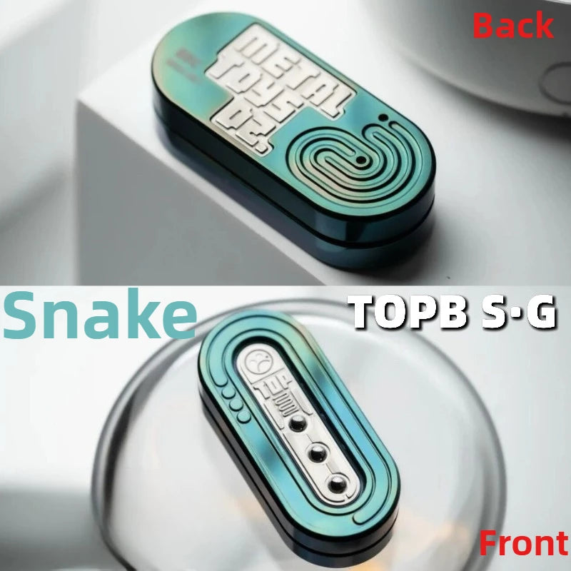 Dz EDC2025 New Greedy Snake TOPB Inlay Process A Variety of Metal Materials Mechanical Fingertip Push Card Decompression Toy