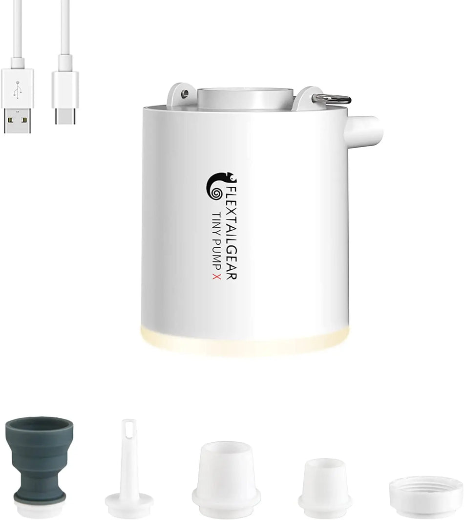 FLEXTAIL TINY PUMP X - Bærbar campingluftpumpe med 1300 mAh batteri, oppladbart for bassengflåter, luftmadrasser og vakuumposer