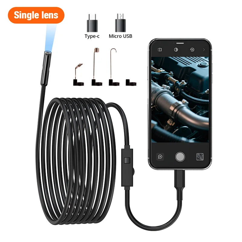 Single/Dual Lens Endoscope Camera For iPhone iPad IOS & Android Type-c Led Light IP67 Borescope Inspection Camera