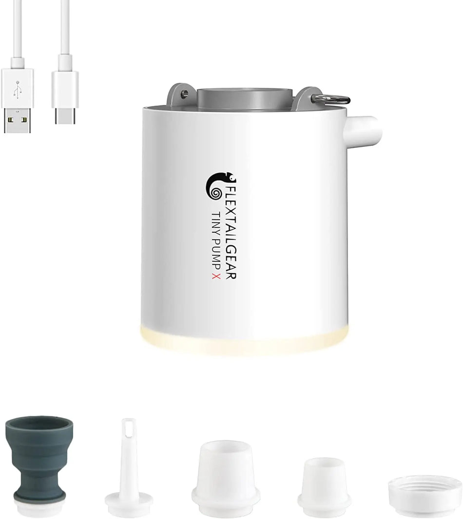 FLEXTAIL TINY PUMP X - Bærbar campingluftpumpe med 1300 mAh batteri, oppladbart for bassengflåter, luftmadrasser og vakuumposer