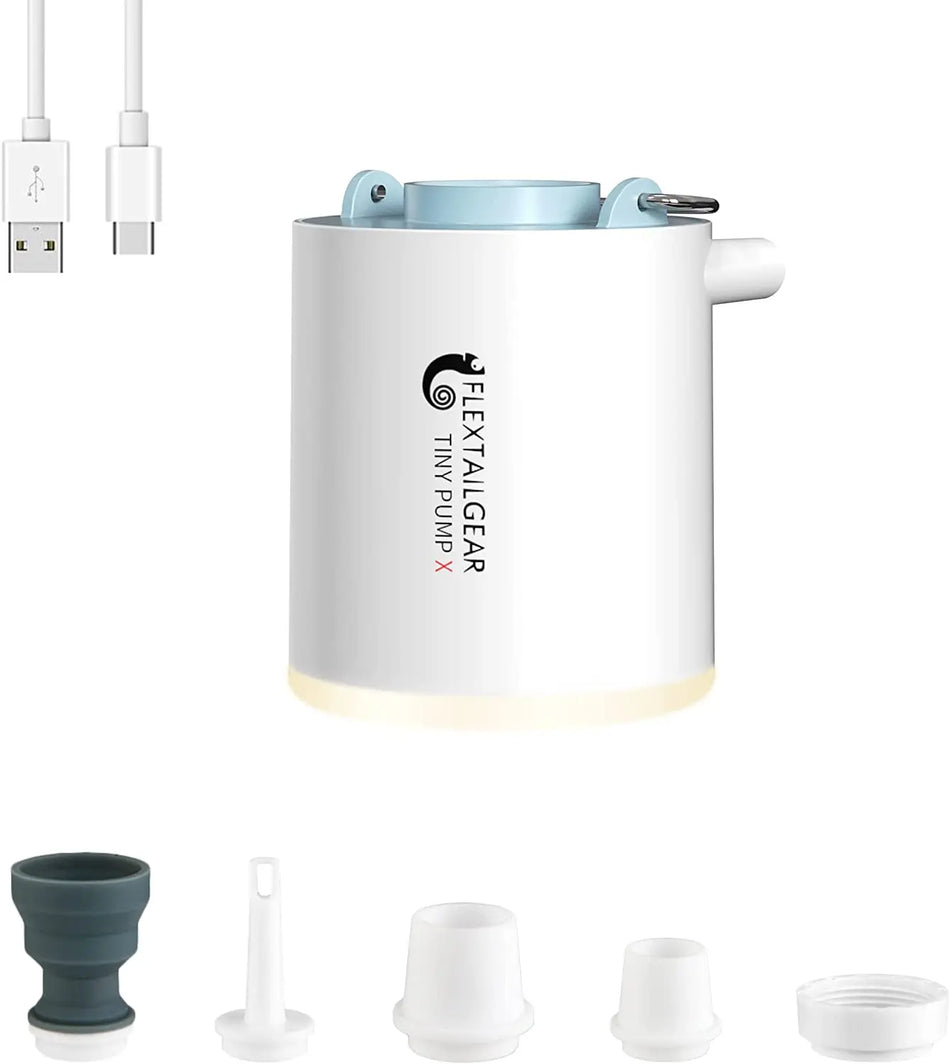 FLEXTAIL TINY PUMP X - Bærbar campingluftpumpe med 1300 mAh batteri, oppladbart for bassengflåter, luftmadrasser og vakuumposer