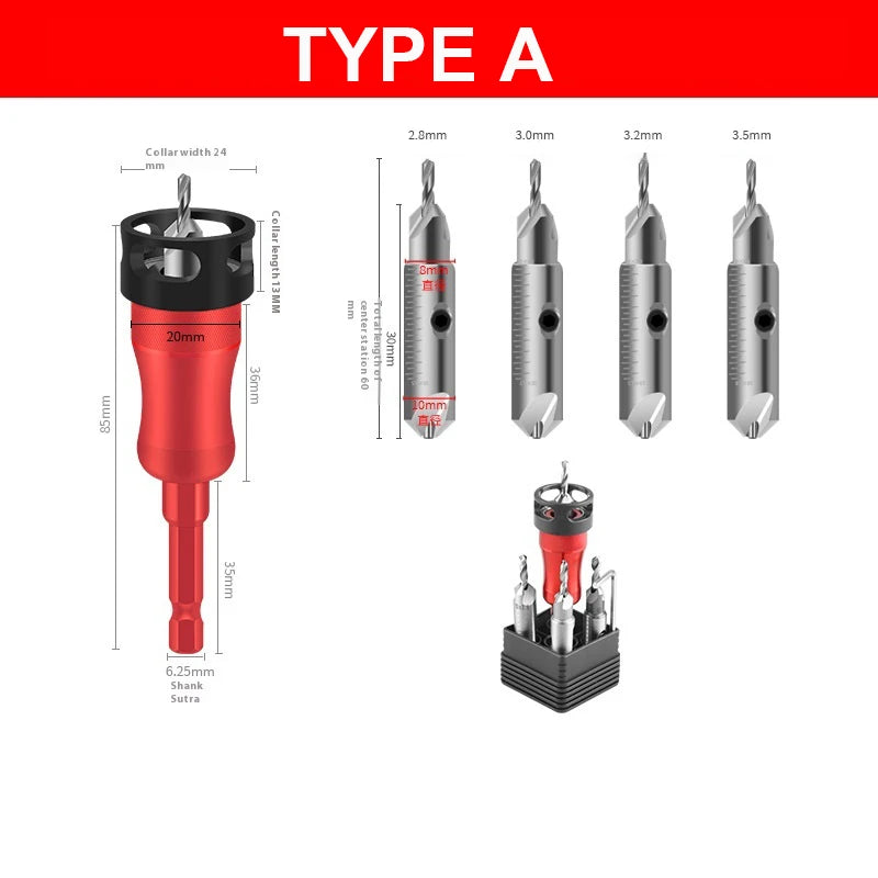 Forsenkerbor 3-i-1 aluminiumslegering Hus Høyhastighetsstålblad Justerbar 90 graders presisjon Universal sekskantskaft