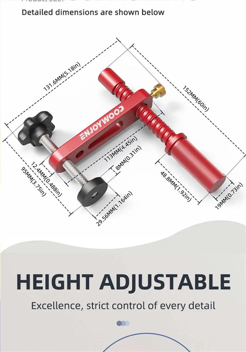 2 Pack 19mm/20mm Bench Dog Hole Hold Down Clamps Fast Acting MFT Table Clamp with Protective Pads Woodworking Tool