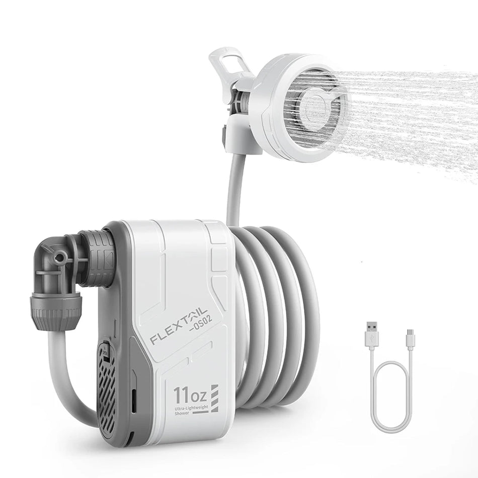 FLEXTAIL utendørs campingdusj bærbar elektrisk dusjpumpe IPX7 vanntett for utendørs dusj, bilvask, oppvask, kjæledyr