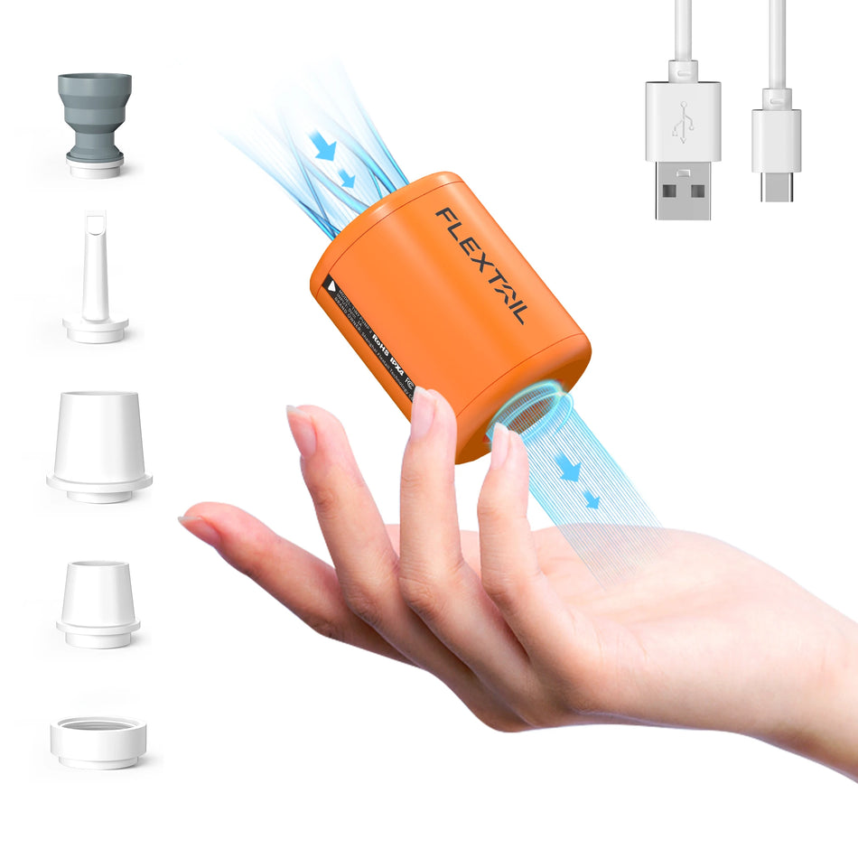 FLEXTAIL TINY PUMP 2 - Elektrisk luftpumpe 4 kPa Bærbar campingpumpe for luftmadrasser, liggeunderlag, vakuumpose, bassengflåter