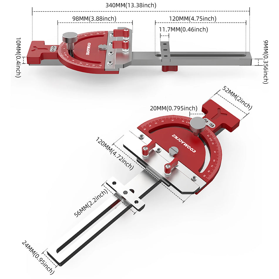 Justerbar flervinkelsporsagføring Firkantet rettvinklet føring vinkelstopp for Makita Festool DeWalt føringsskinne