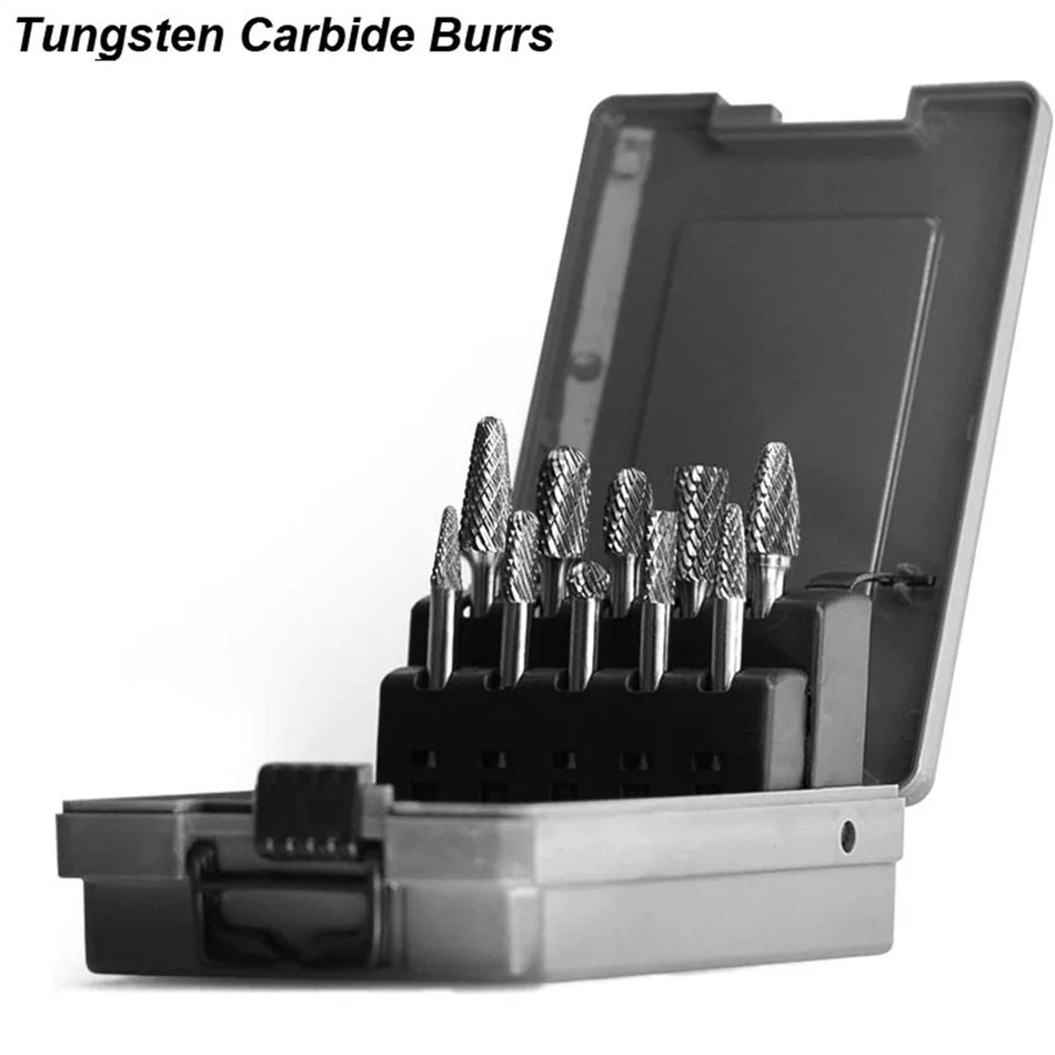 0 stk. 6 mm skaft karbidfressett wolframstål karbid dobbeltkuttet slipemaskinbits roterende raspfil slipehodeverktøy