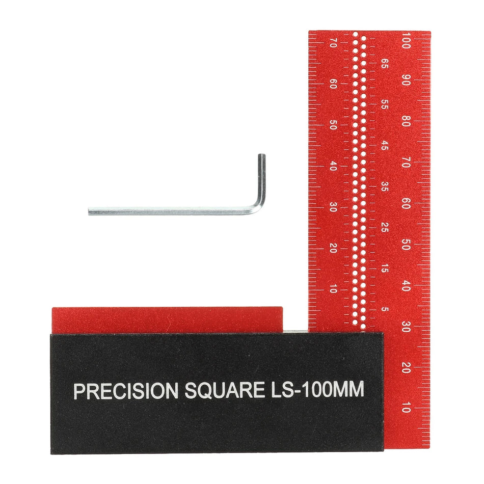 100 mm 4-tommers L-formet hulllinjal 90 graders aluminiumslegering presisjonskvadratmåling metrisk imperial skyvelære trebearbeidingslinjal