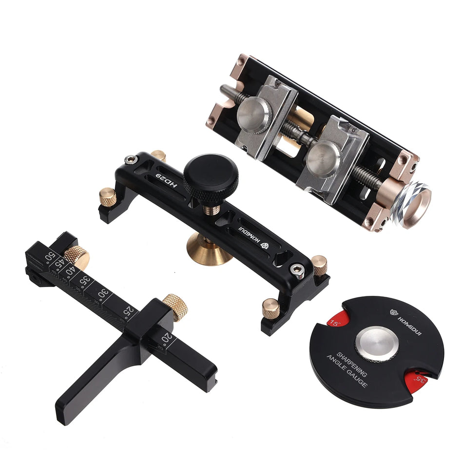 Slipeguide 4 stk/sett (D1-D3-D4-D5) Trebearbeidings slipejigg for meisler og høvelblad 0-70 mm klemmeområde