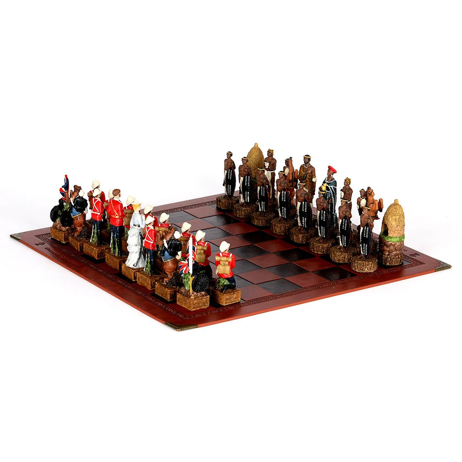 Horror Theme Chess Resin Material Hand-painted 32 Pieces with Embossed Leather Chess Board