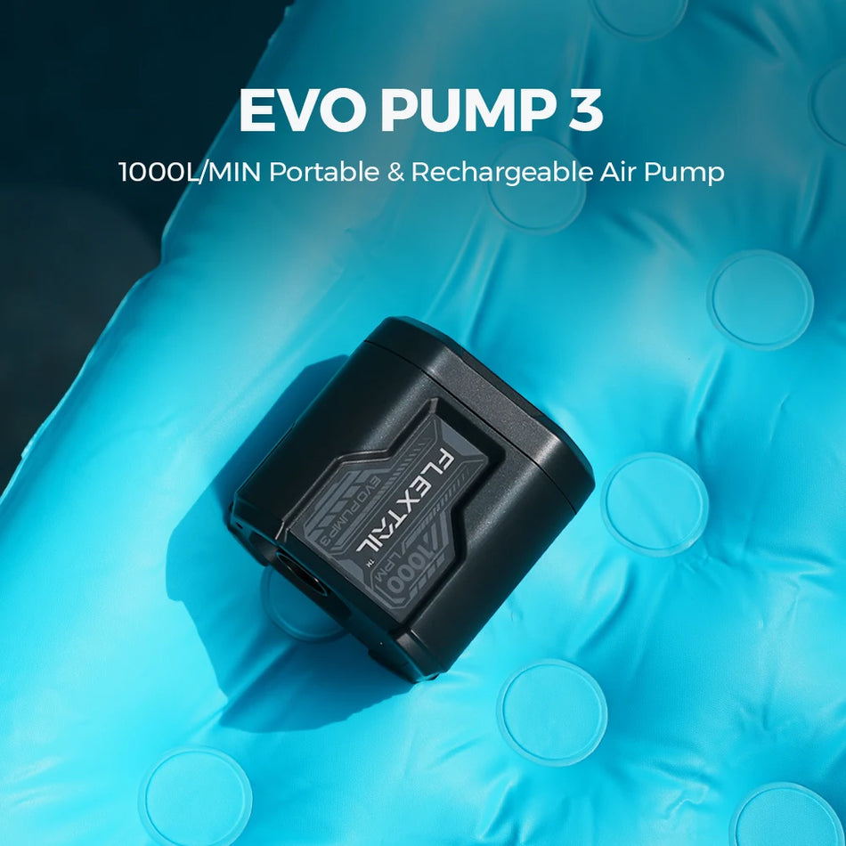 FLEXTAIL EVO PUMPE 3 - 1000L/min Elektrisk luftpumpe, Rask oppblåsing og tømming, Ideell for luftmadrasser, luftmadrasser, båter