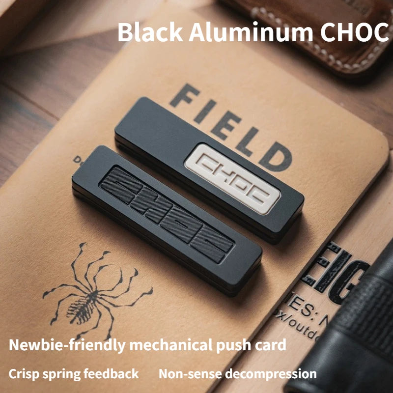 LAUTIE CHOC Black Aluminum Alloy Sandblasted PEEK Material Mechanical Metal Direct Push Fingertip Push Card Decompression Toy