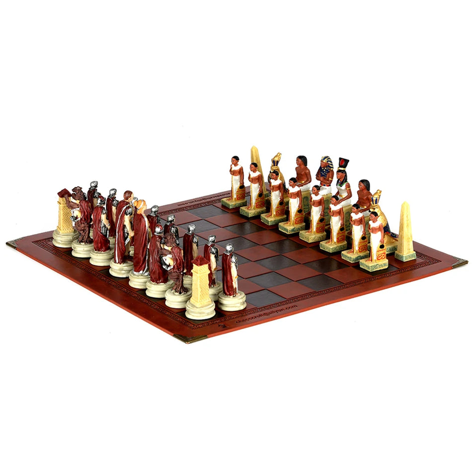 Horror Theme Chess Resin Material Hand-painted 32 Pieces with Embossed Leather Chess Board