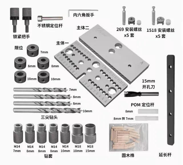 3-i-1 dybeljiggsett 7/8/10/15 mm