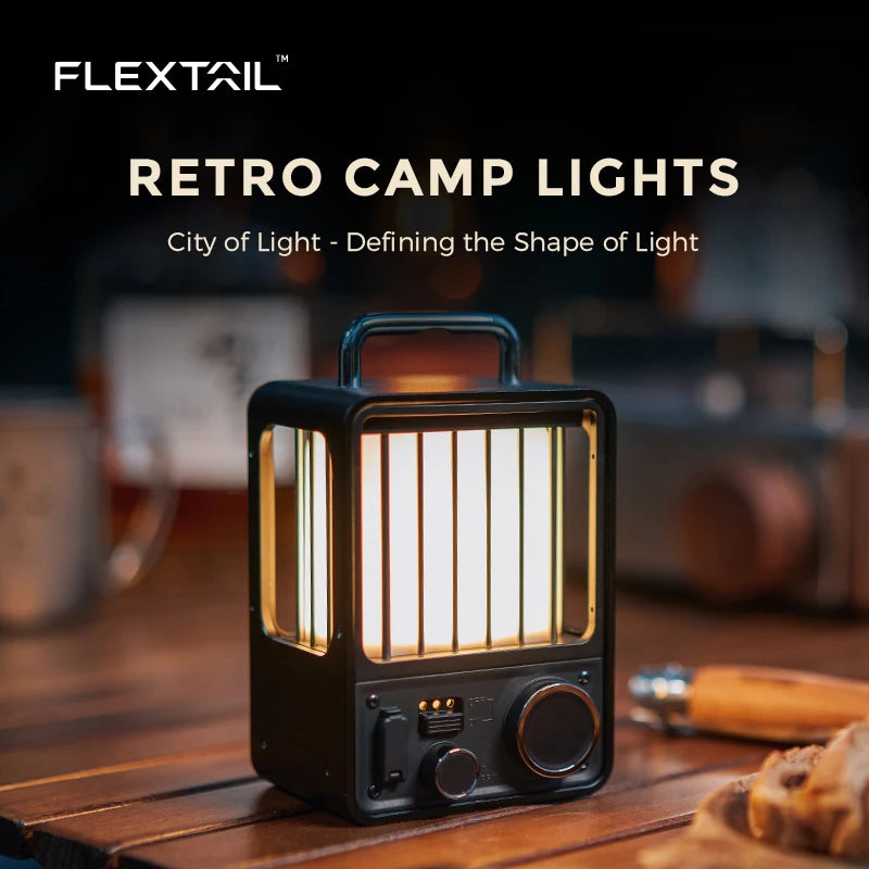 FLEXTAIL Retro Utendørs Campinglampe Bærbar Villa Lantern Oppladbar Vintage Fotorekvisitter Utendørs Campinglys